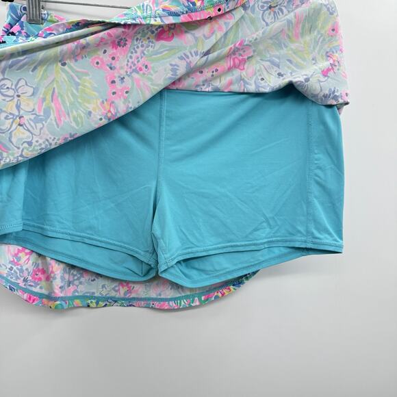 Lilly Pulitzer Luxletic Aila Skort Sz L Blue Multi Floral Print UPF50+ Nylon - Picture 4 of 10